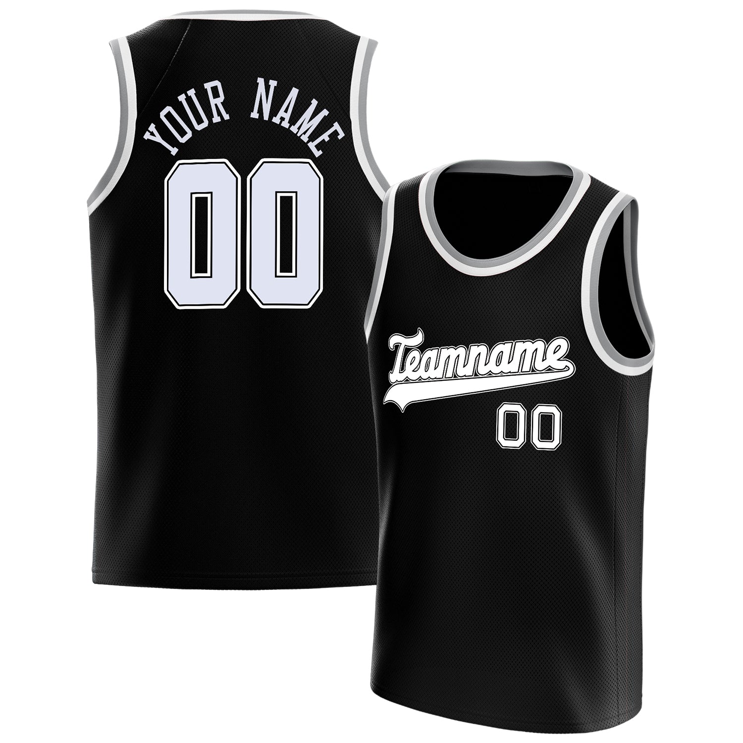 Personalized Black & White Solid Color Basketball Jersey