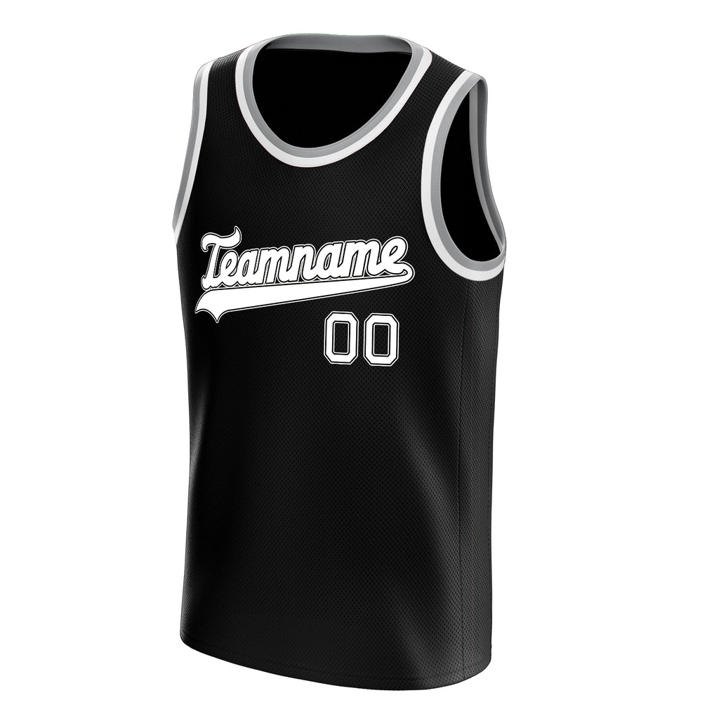 Personalized Black & White Solid Color Basketball Jersey