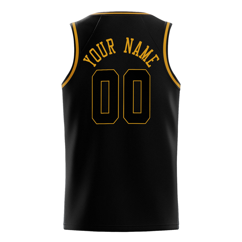 Personalized Black & Gold Solid Color Basketball Jersey
