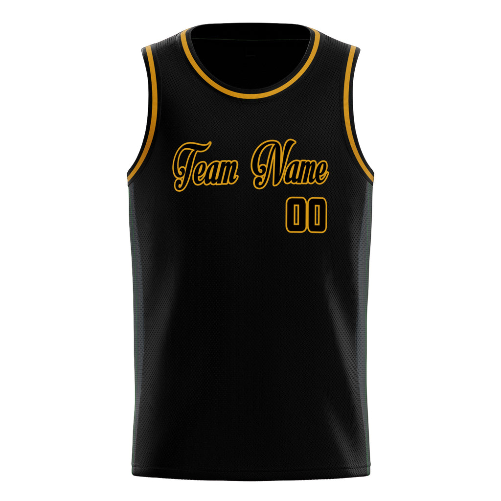 Personalized Black & Gold Solid Color Basketball Jersey