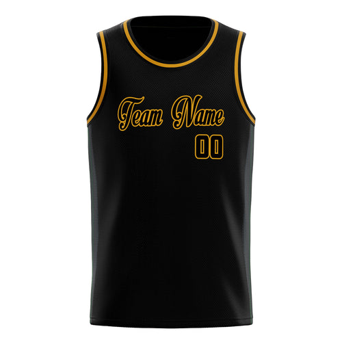 Personalized Black & Gold Solid Color Basketball Jersey
