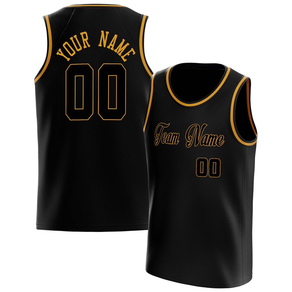 Personalized Black & Gold Solid Color Basketball Jersey