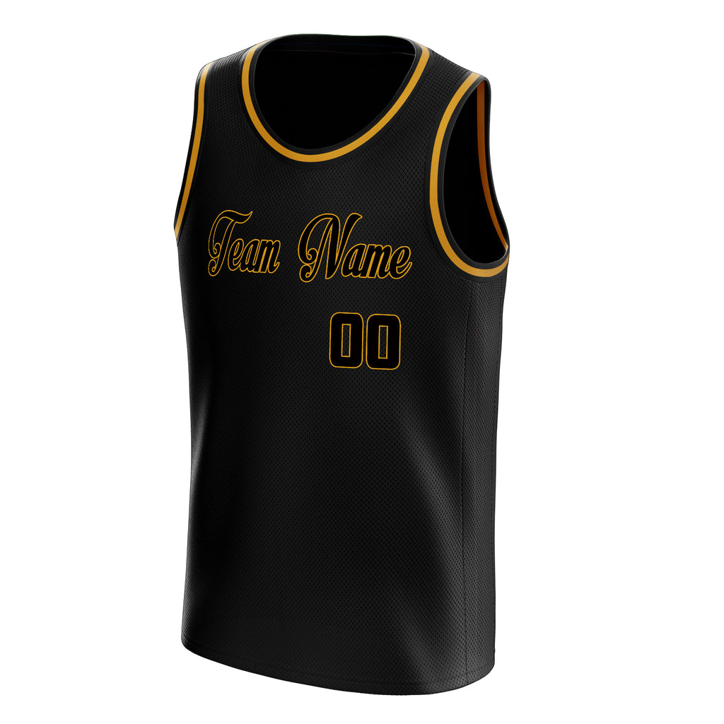 Personalized Black & Gold Solid Color Basketball Jersey