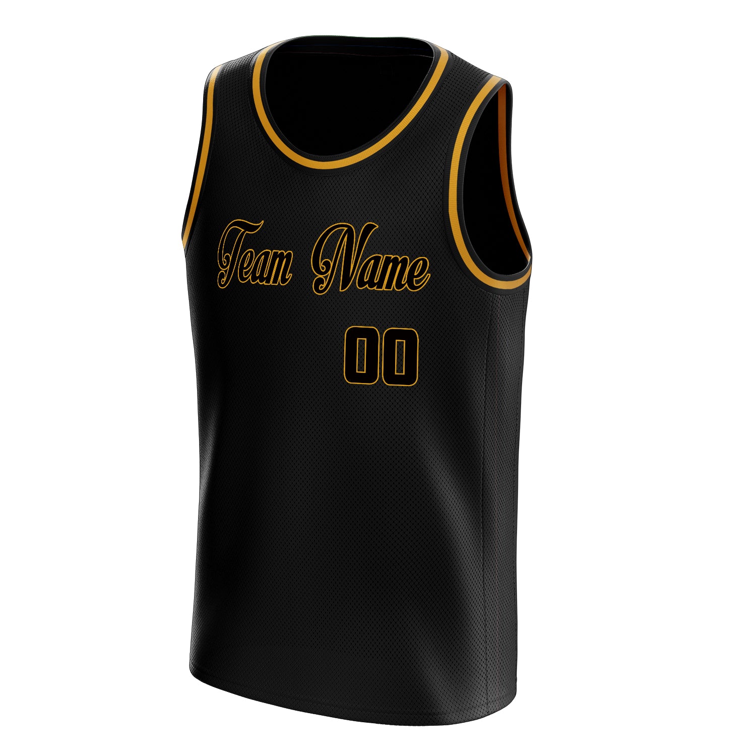 Personalized Black & Gold Solid Color Basketball Jersey