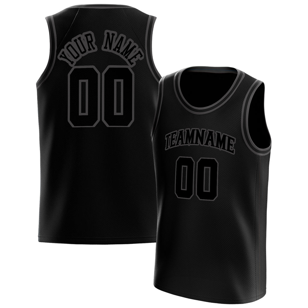 Personalized Black & Gray Solid Color Basketball Jersey