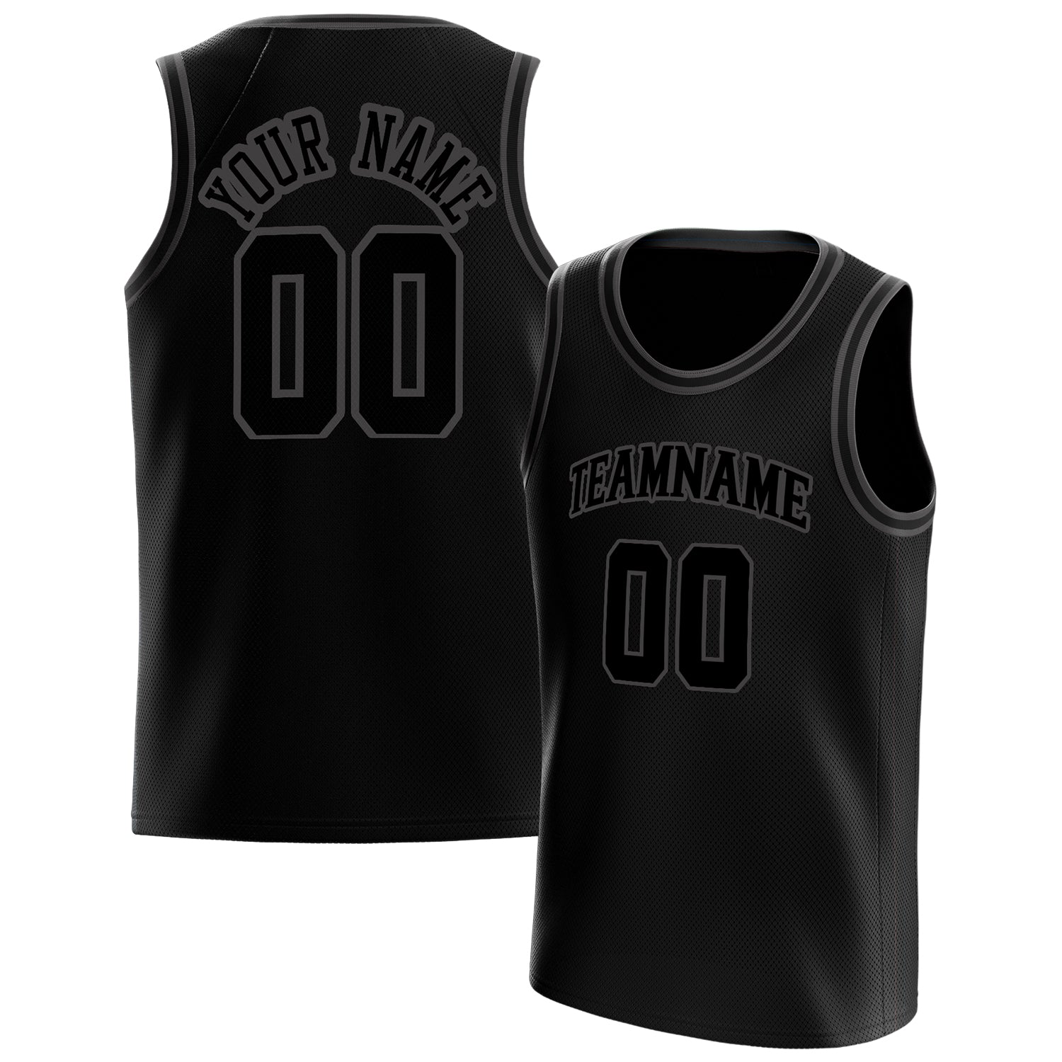 Personalized Black & Gray Solid Color Basketball Jersey