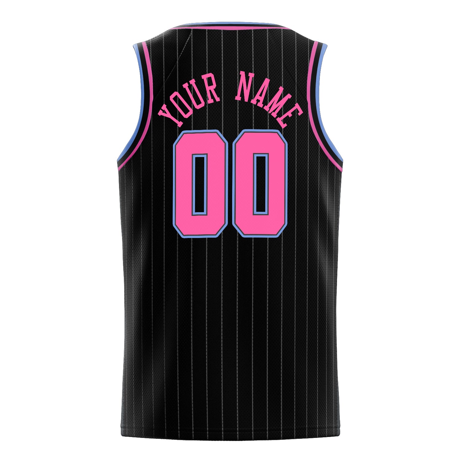 Personalized Black & Pink White Pinstripe Basketball Jersey