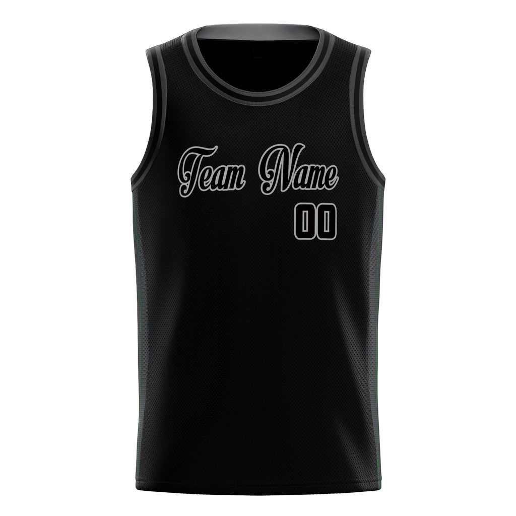 Personalized Black & Gray Solid Color Basketball Jersey
