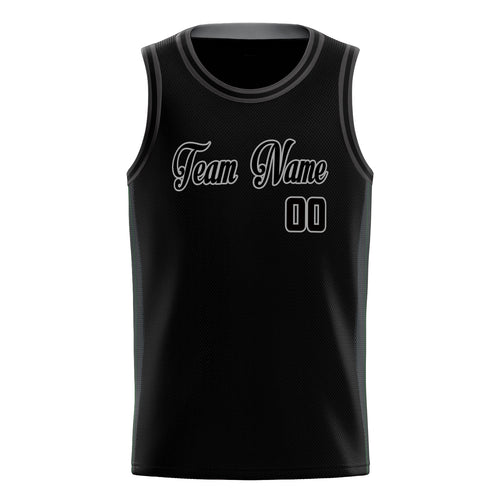 Personalized Black & Gray Solid Color Basketball Jersey