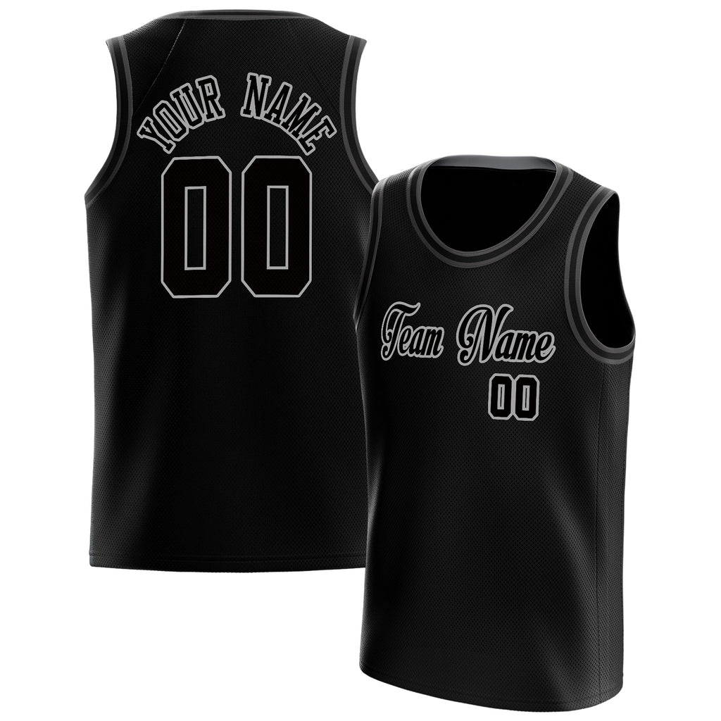 Personalized Black & Gray Solid Color Basketball Jersey