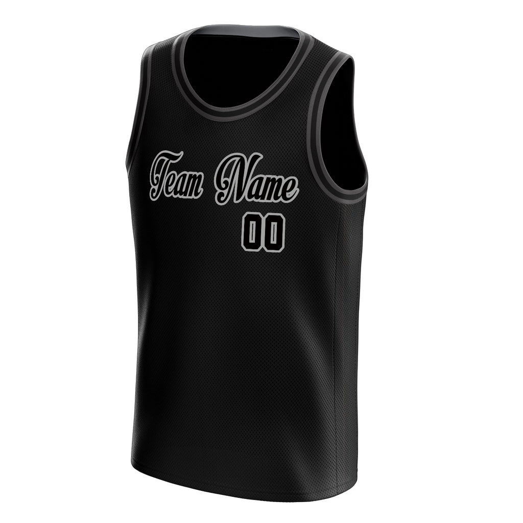 Personalized Black & Gray Solid Color Basketball Jersey