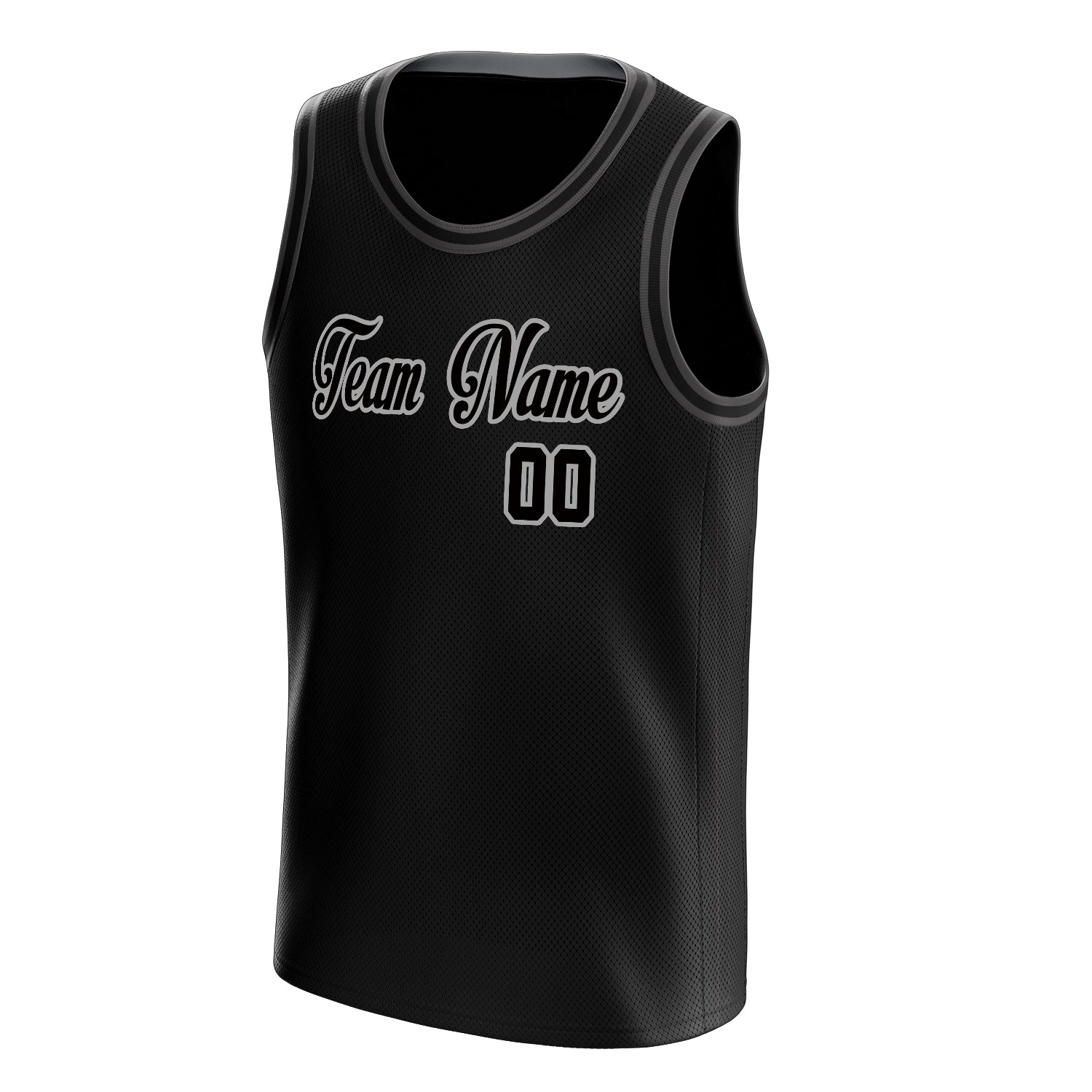 Personalized Black & Gray Solid Color Basketball Jersey