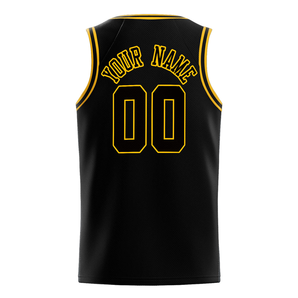 Personalized Black & Gold Solid Color Basketball Jersey