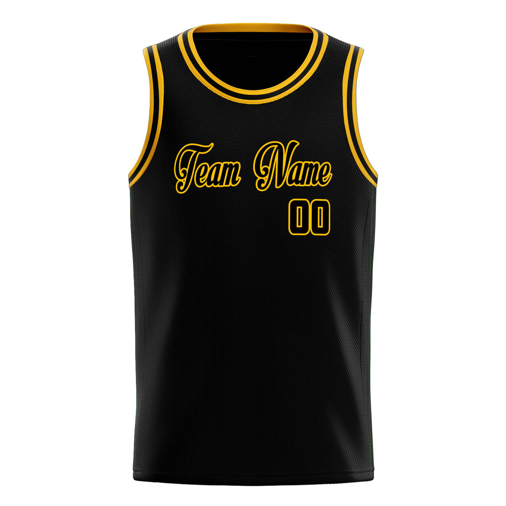 Personalized Black & Gold Solid Color Basketball Jersey