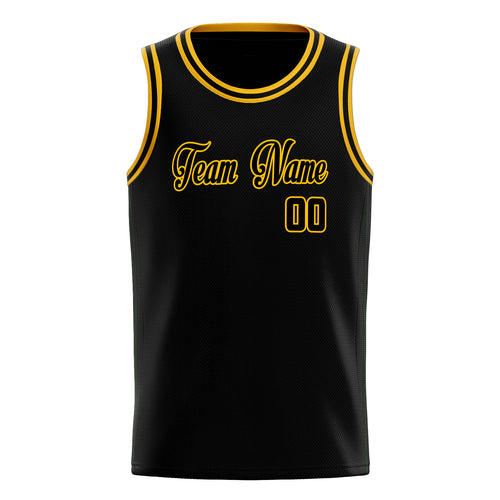 Personalized Black & Gold Solid Color Basketball Jersey