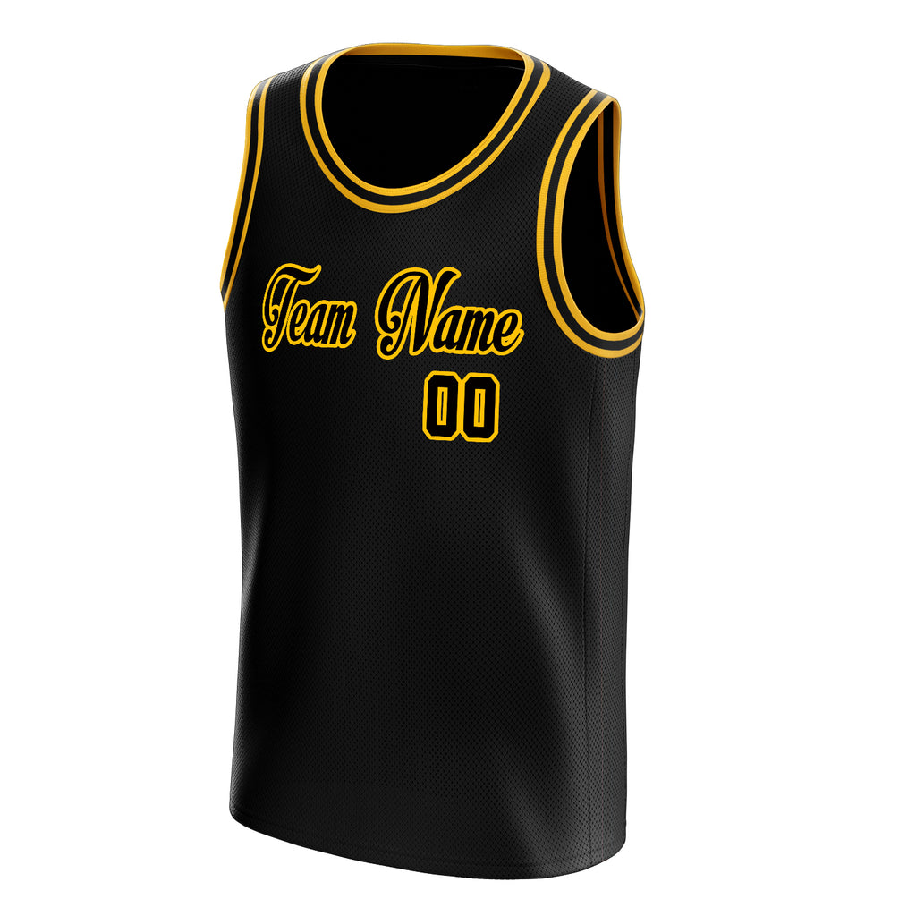 Personalized Black & Gold Solid Color Basketball Jersey