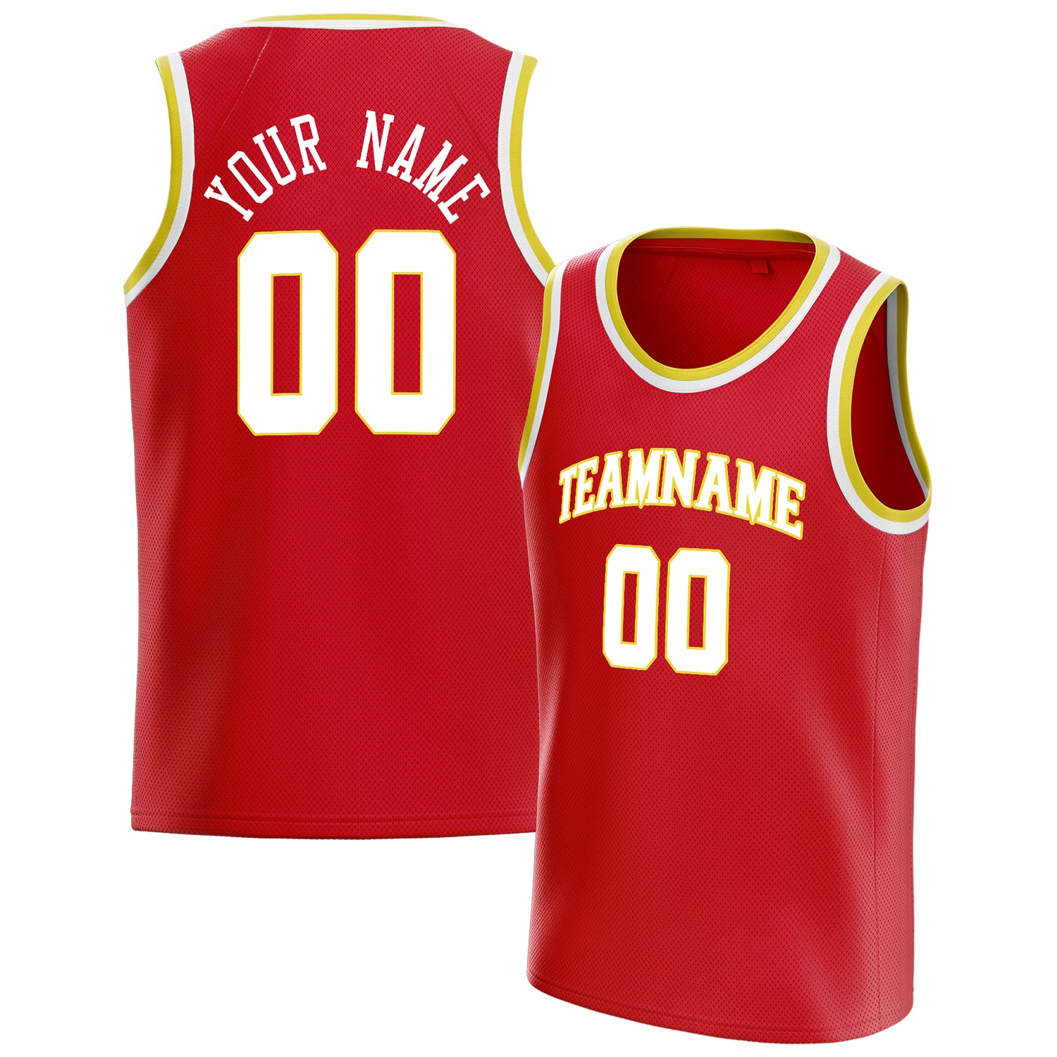 Personalized Red & White Solid Color Basketball Jersey