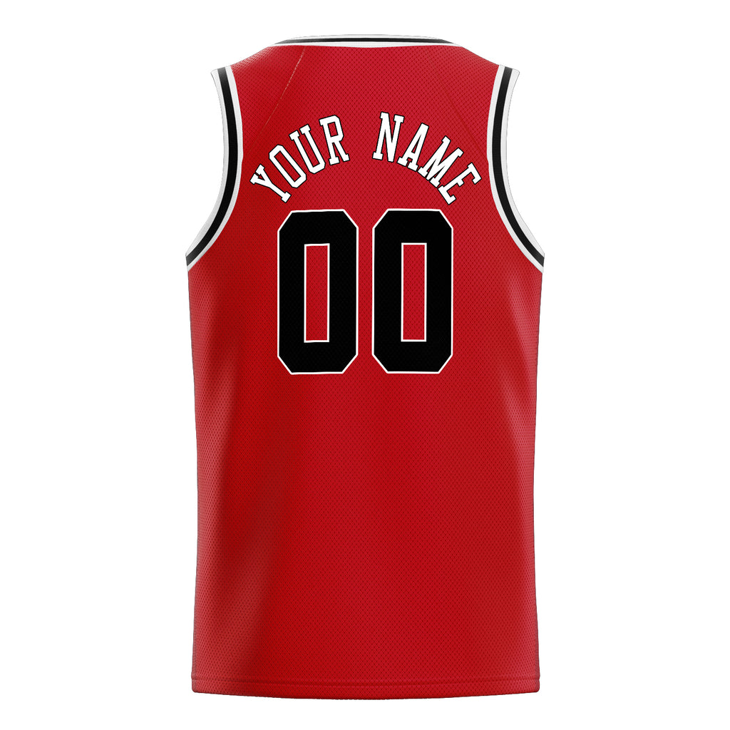 Personalized Red & Black Solid Color Basketball Jersey