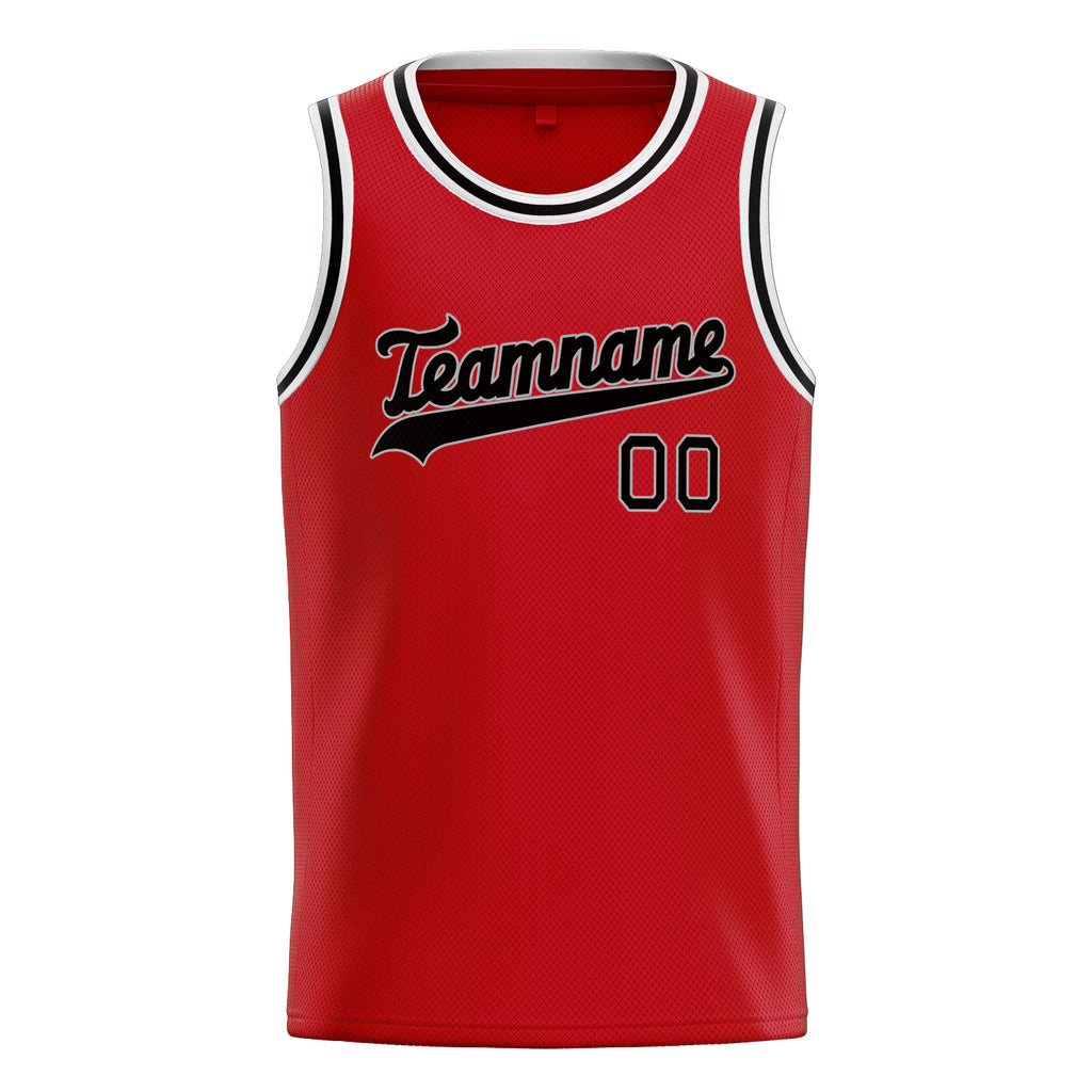 Personalized Red & Black Solid Color Basketball Jersey