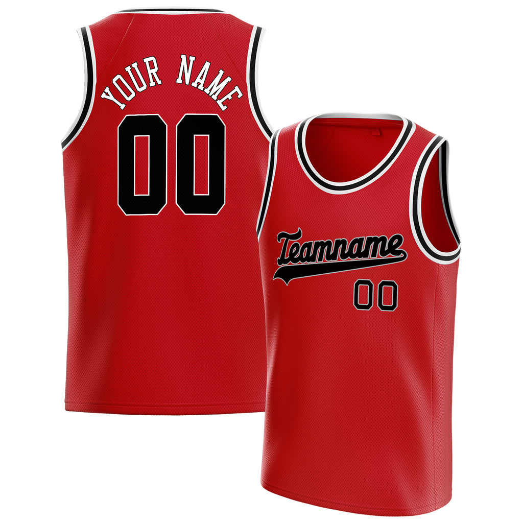 Personalized Red & Black Solid Color Basketball Jersey