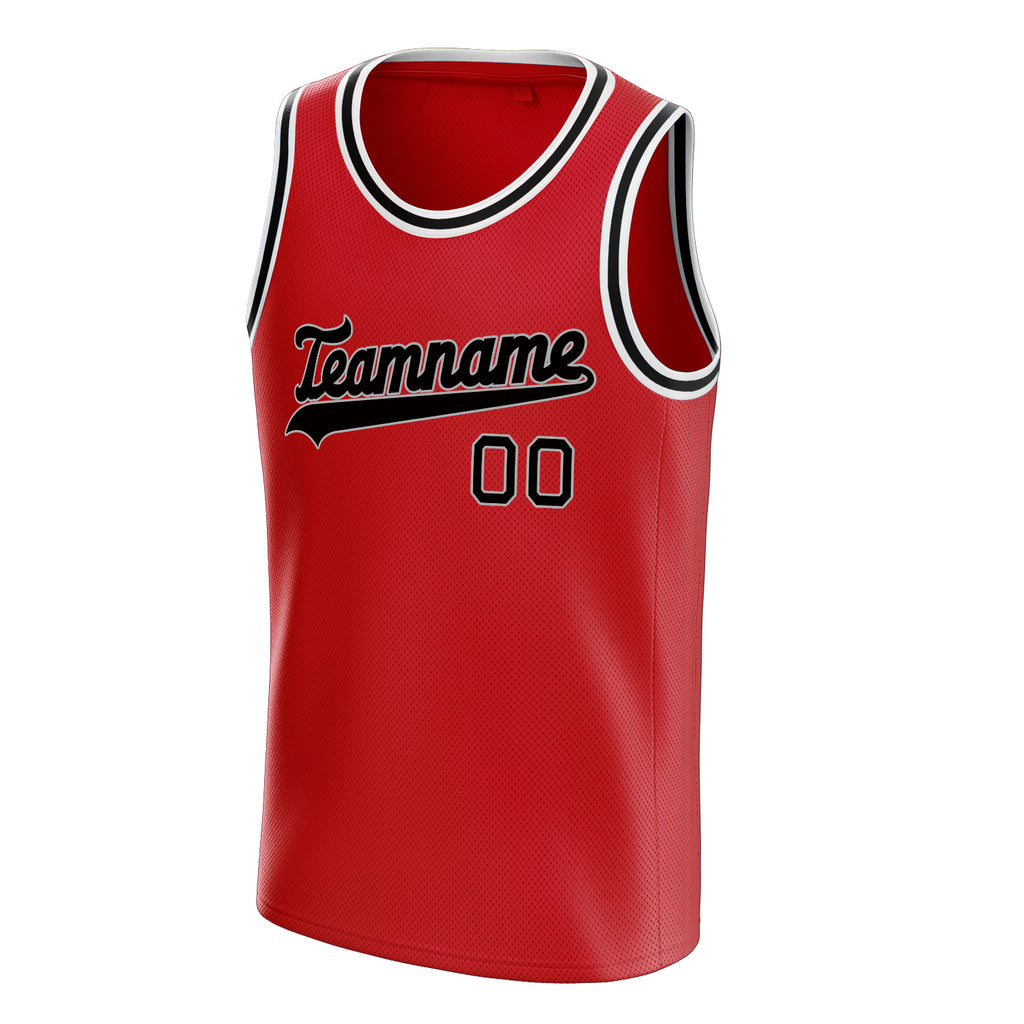 Personalized Red & Black Solid Color Basketball Jersey