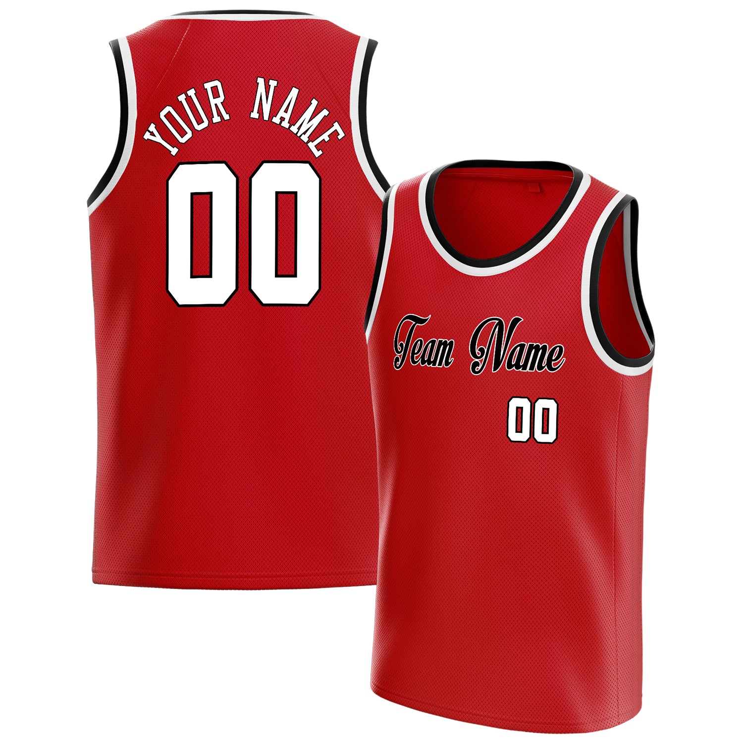 Personalized Red & White Solid Color Basketball Jersey