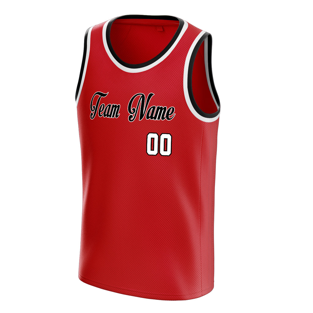 Personalized Red & White Solid Color Basketball Jersey