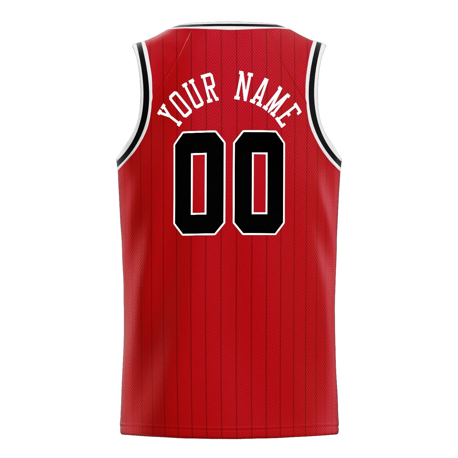 Personalized Red & Black Pinstripe Basketball Jersey