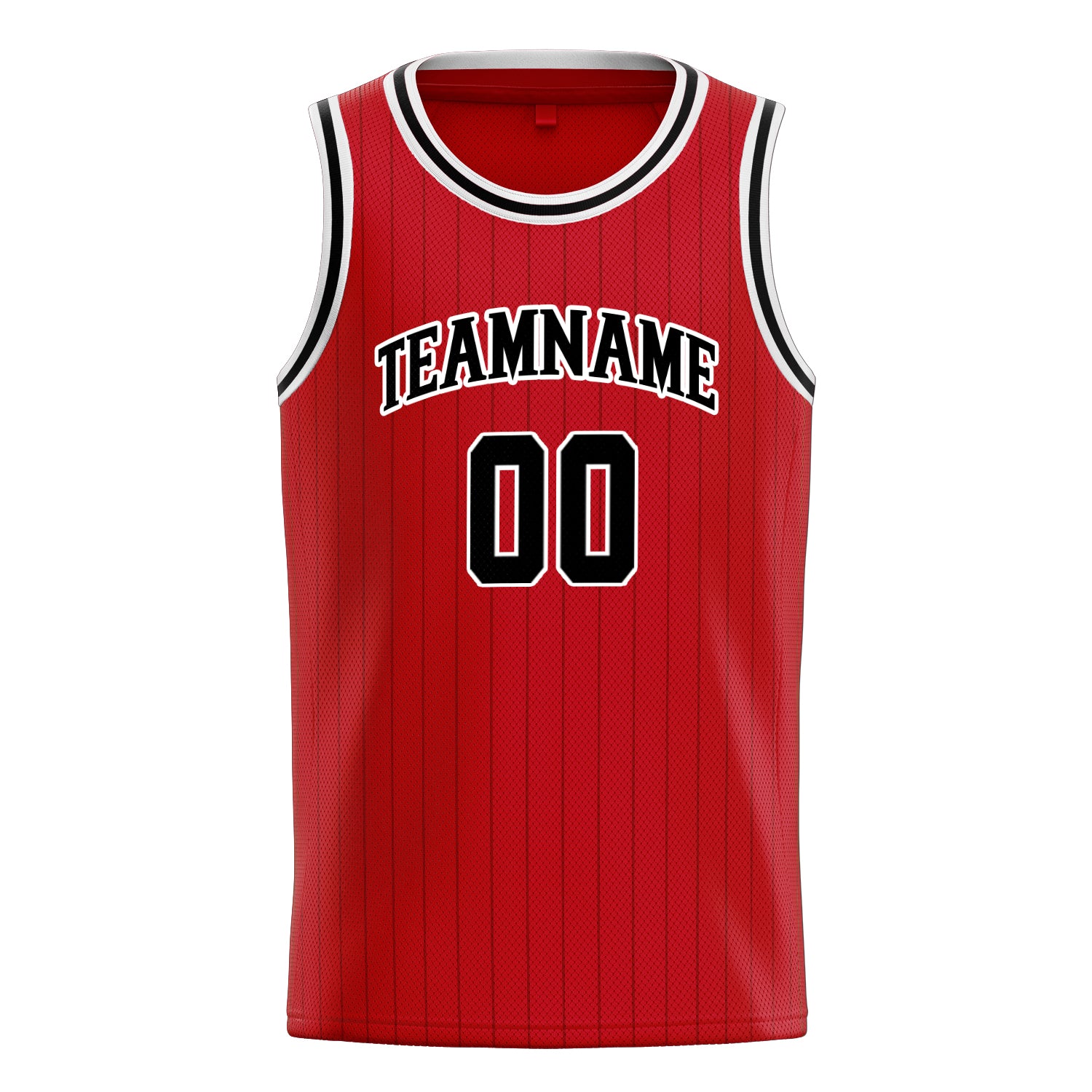 Personalized Red & Black Pinstripe Basketball Jersey