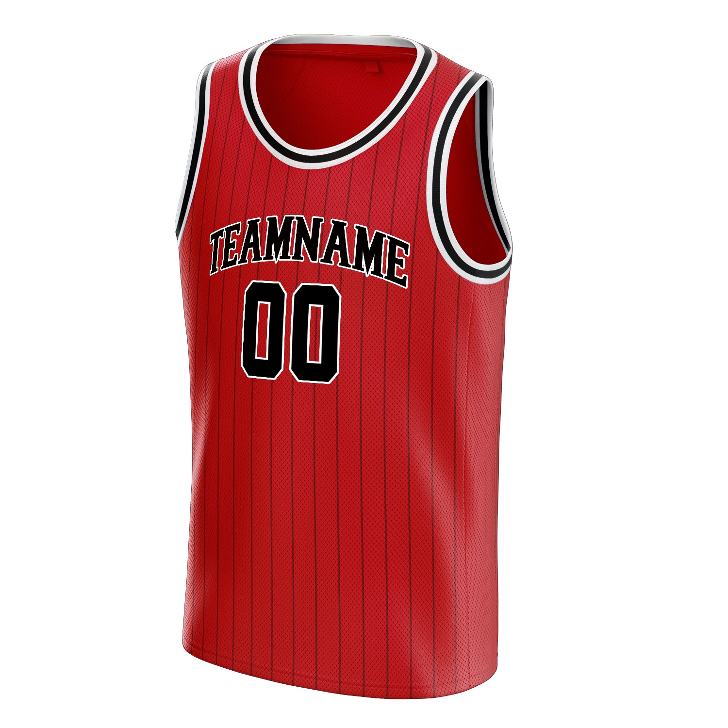 Personalized Red & Black Pinstripe Basketball Jersey