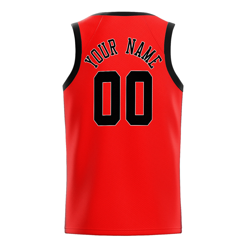 Personalized Red & Black Solid Color Basketball Jersey