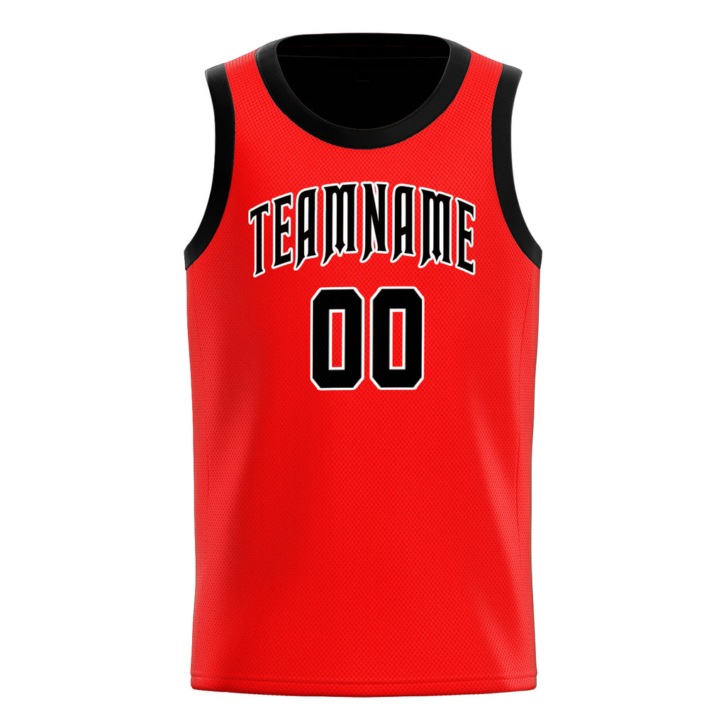 Personalized Red & Black Solid Color Basketball Jersey