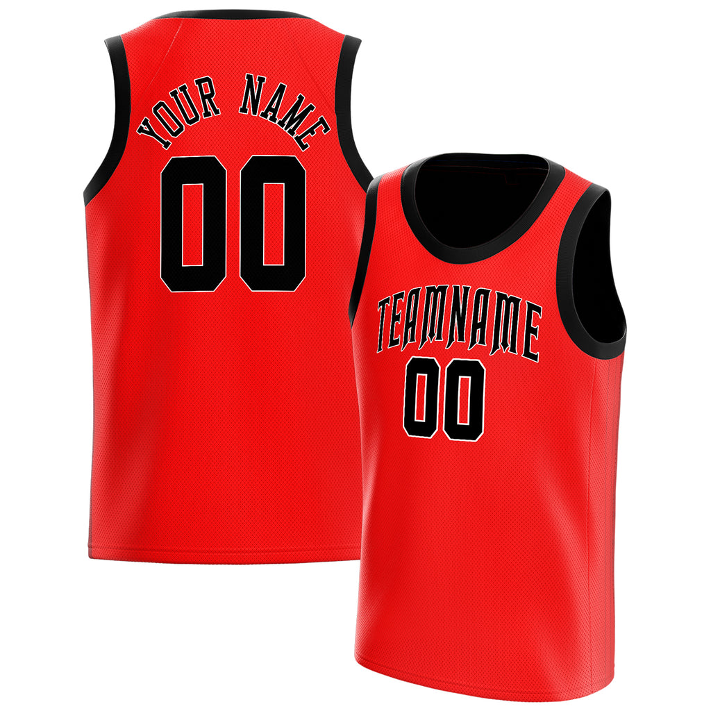 Personalized Red & Black Solid Color Basketball Jersey