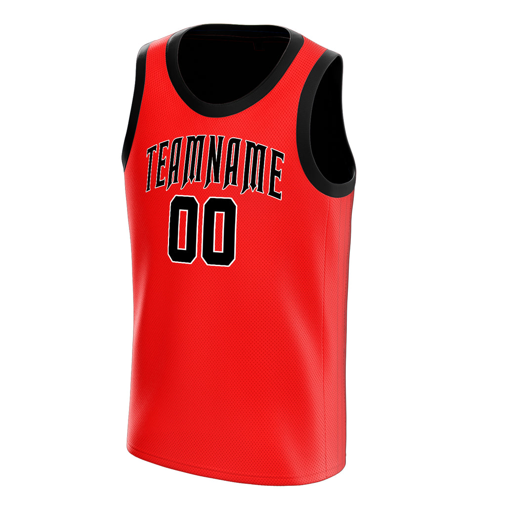 Personalized Red & Black Solid Color Basketball Jersey