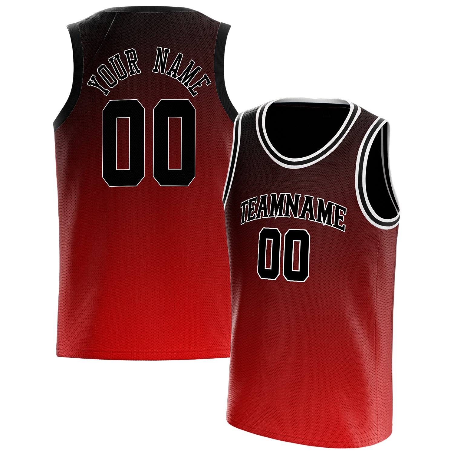 Personalized Red & Black Fade Basketball Jersey