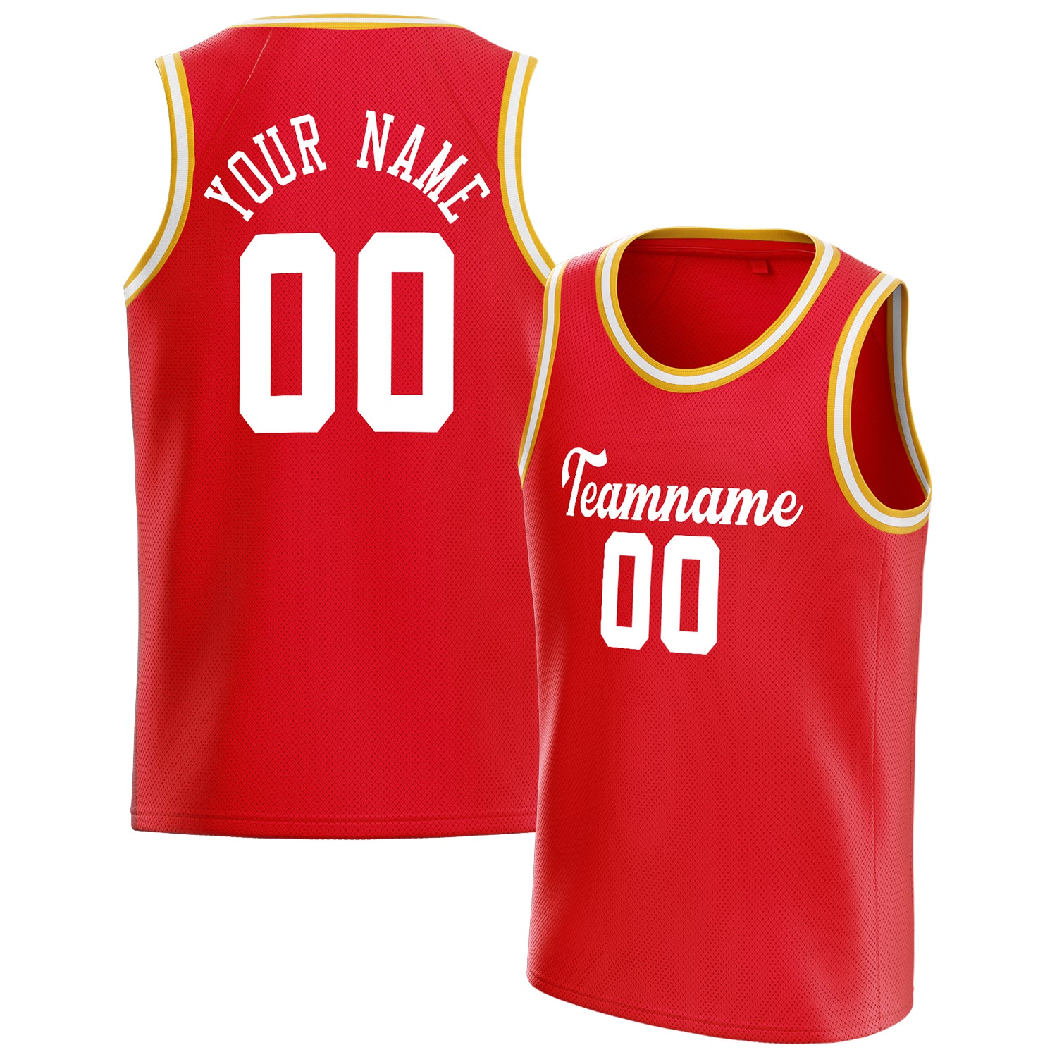 Personalized Red & White Solid Color Basketball Jersey