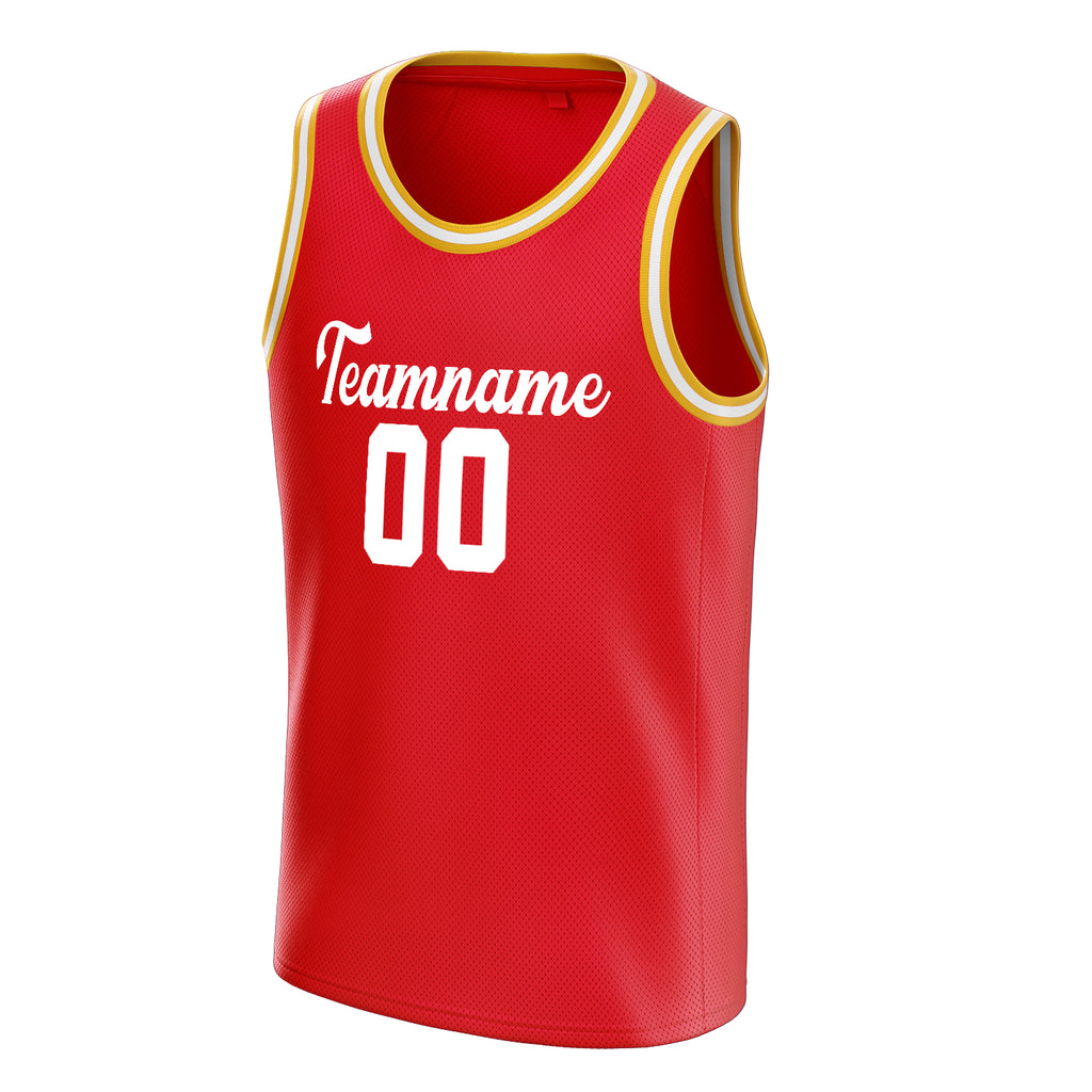 Personalized Red & White Solid Color Basketball Jersey
