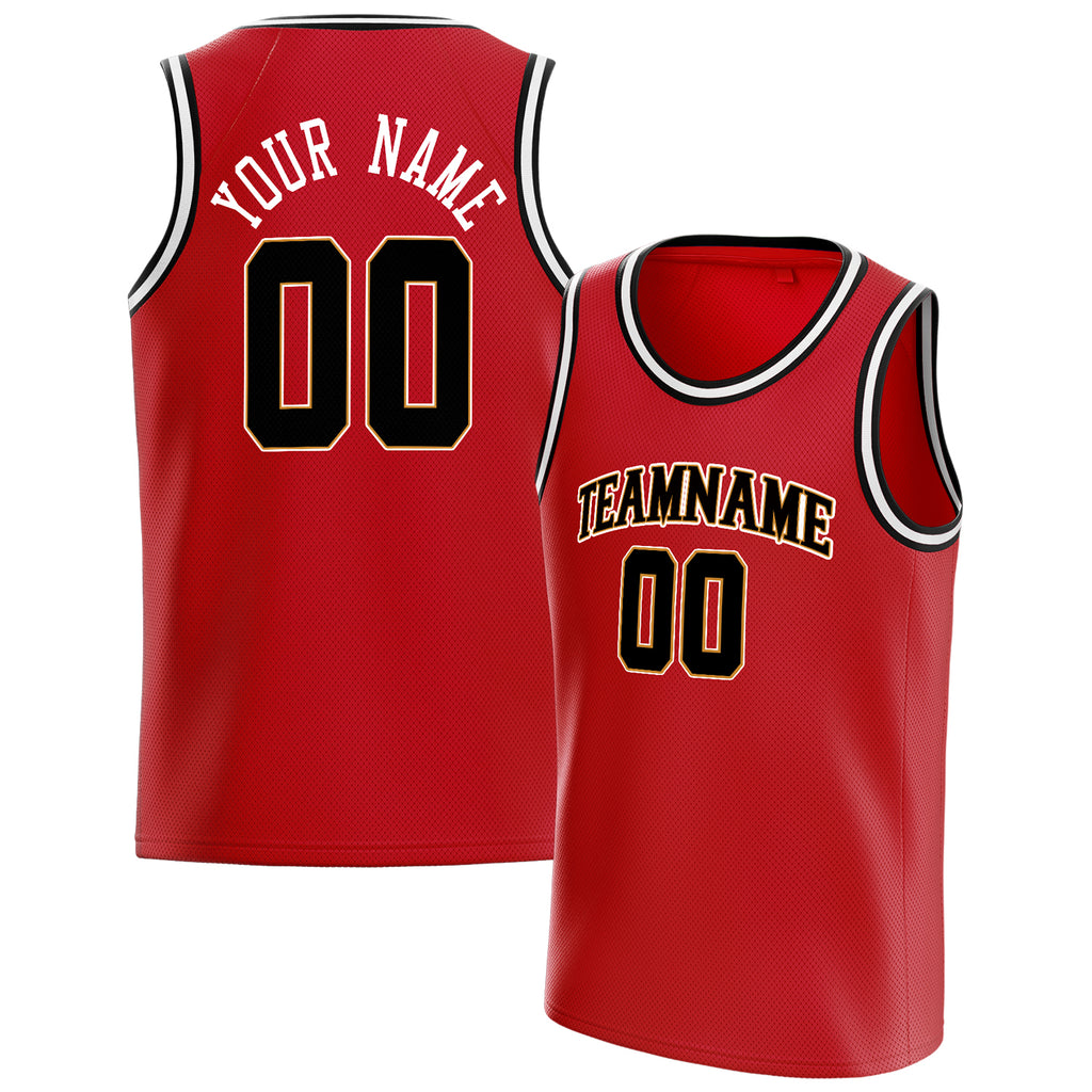 Personalized Red & Black Solid Color Basketball Jersey