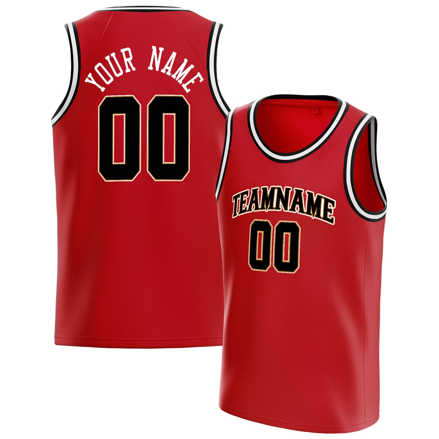 Personalized Red & Black Solid Color Basketball Jersey