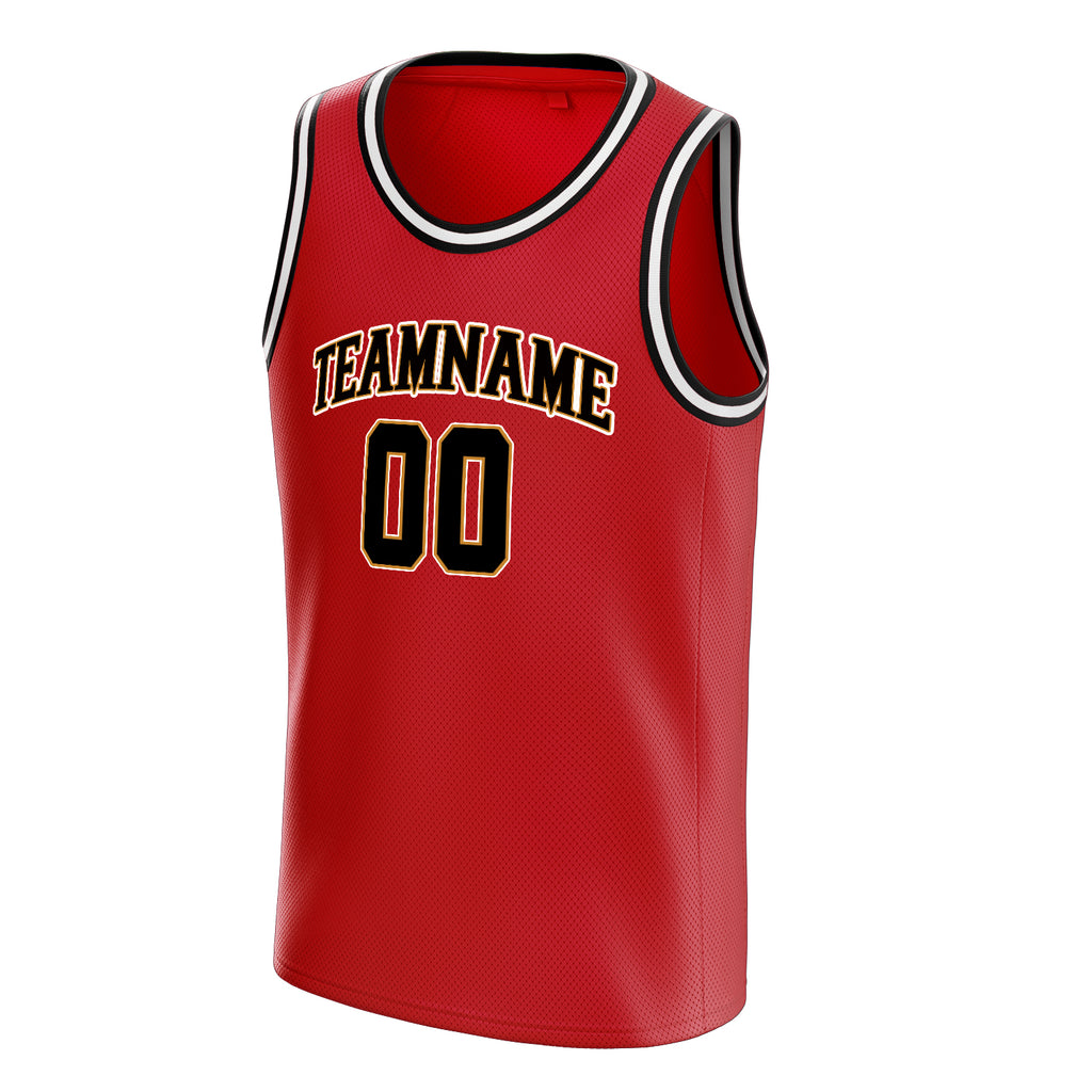 Personalized Red & Black Solid Color Basketball Jersey