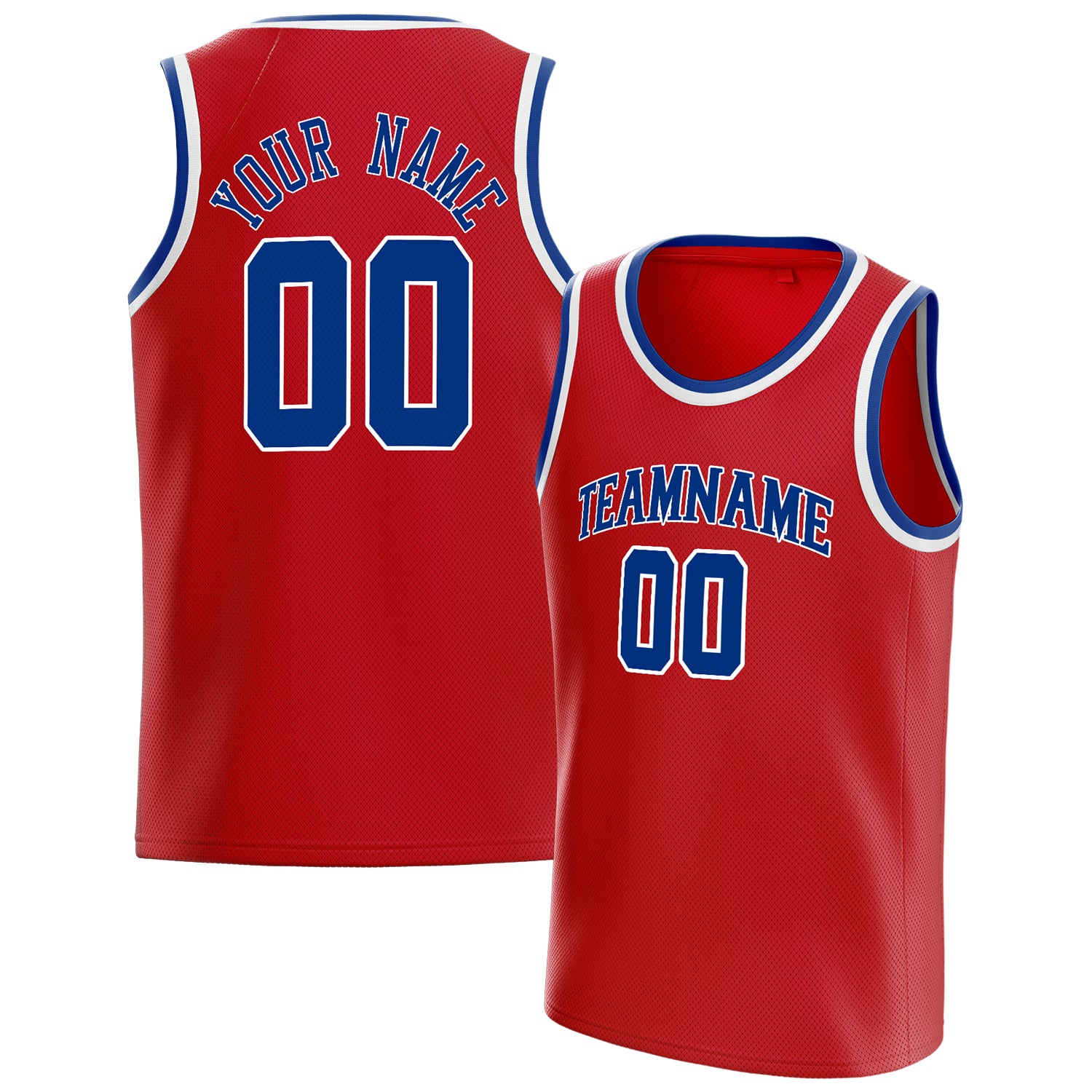 Personalized Red & Royal Solid Color Basketball Jersey