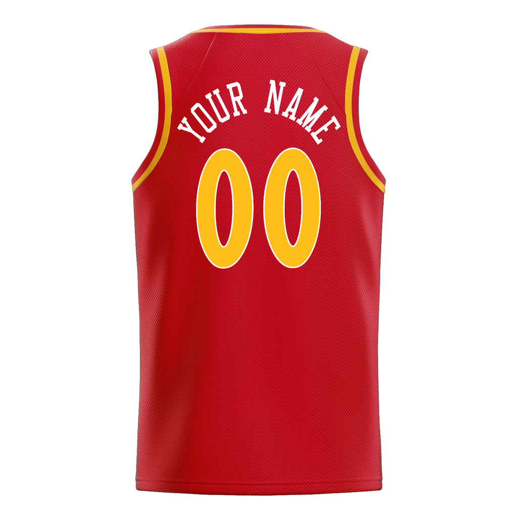 Personalized Red & Gold Solid Color Basketball Jersey