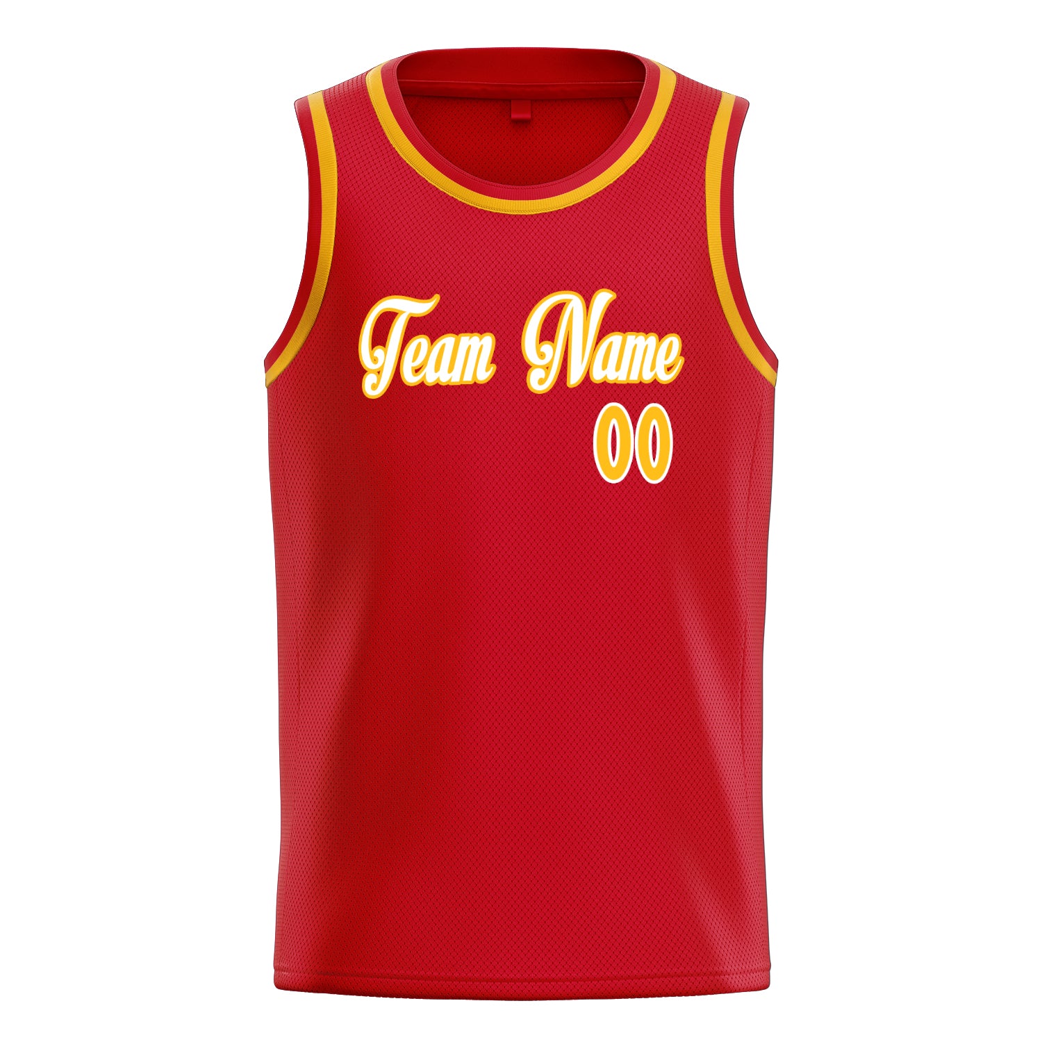 Personalized Red & Gold Solid Color Basketball Jersey