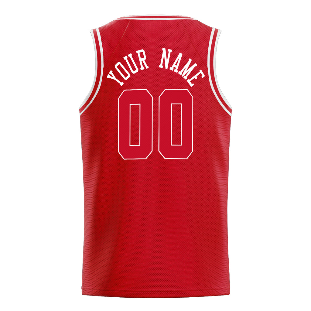 Personalized Red & White Solid Color Basketball Jersey