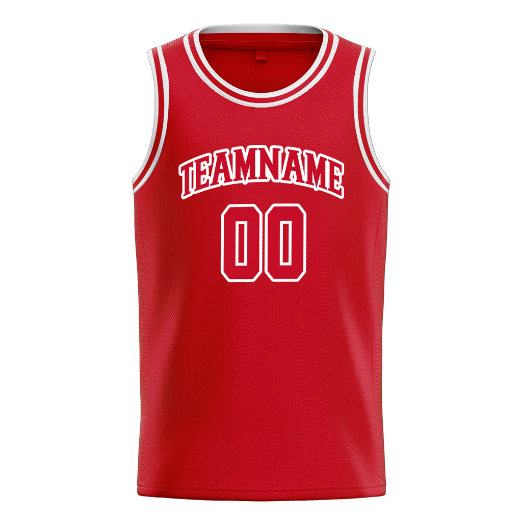 Personalized Red & White Solid Color Basketball Jersey