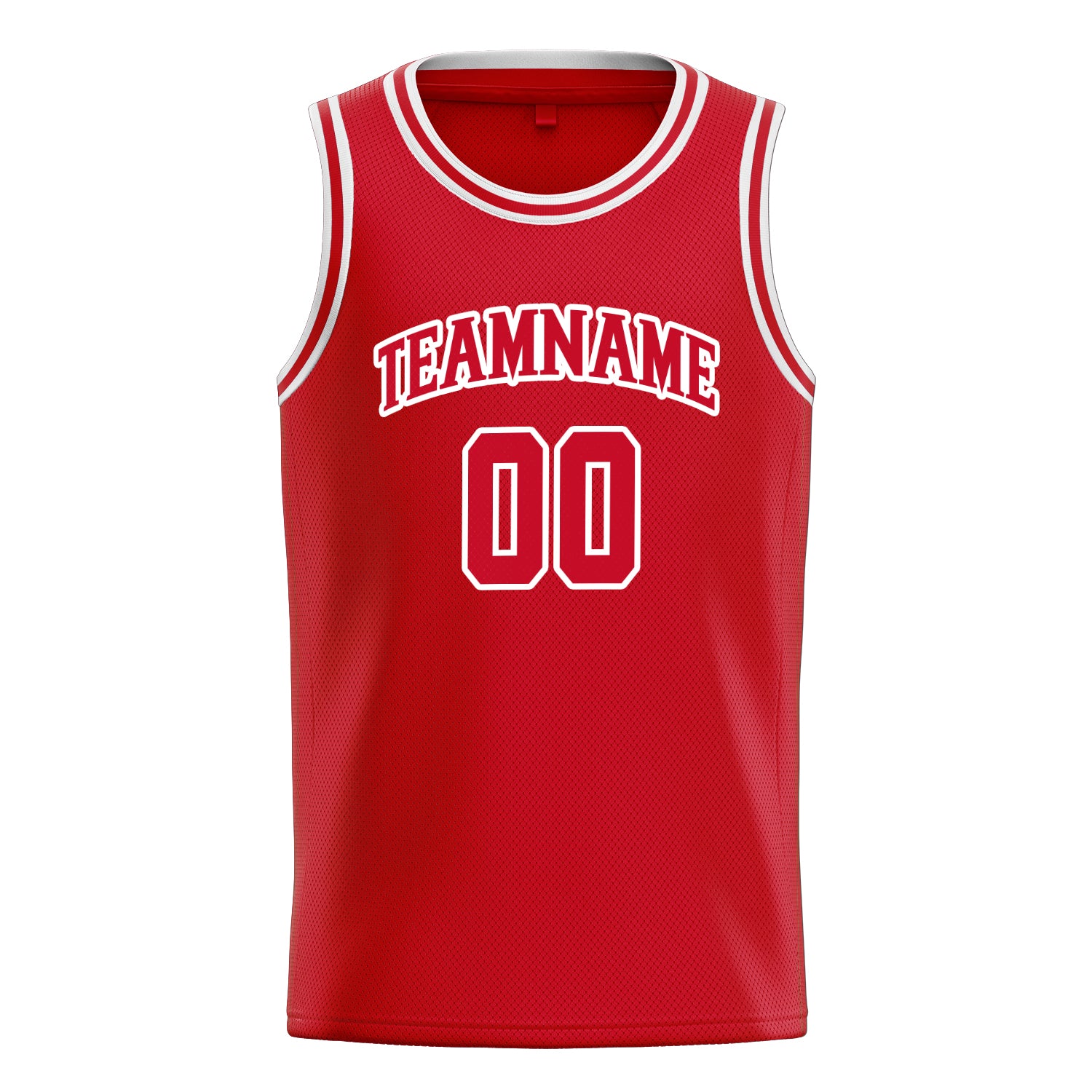 Personalized Red & White Solid Color Basketball Jersey