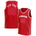 Personalized Red & White Solid Color Basketball Jersey