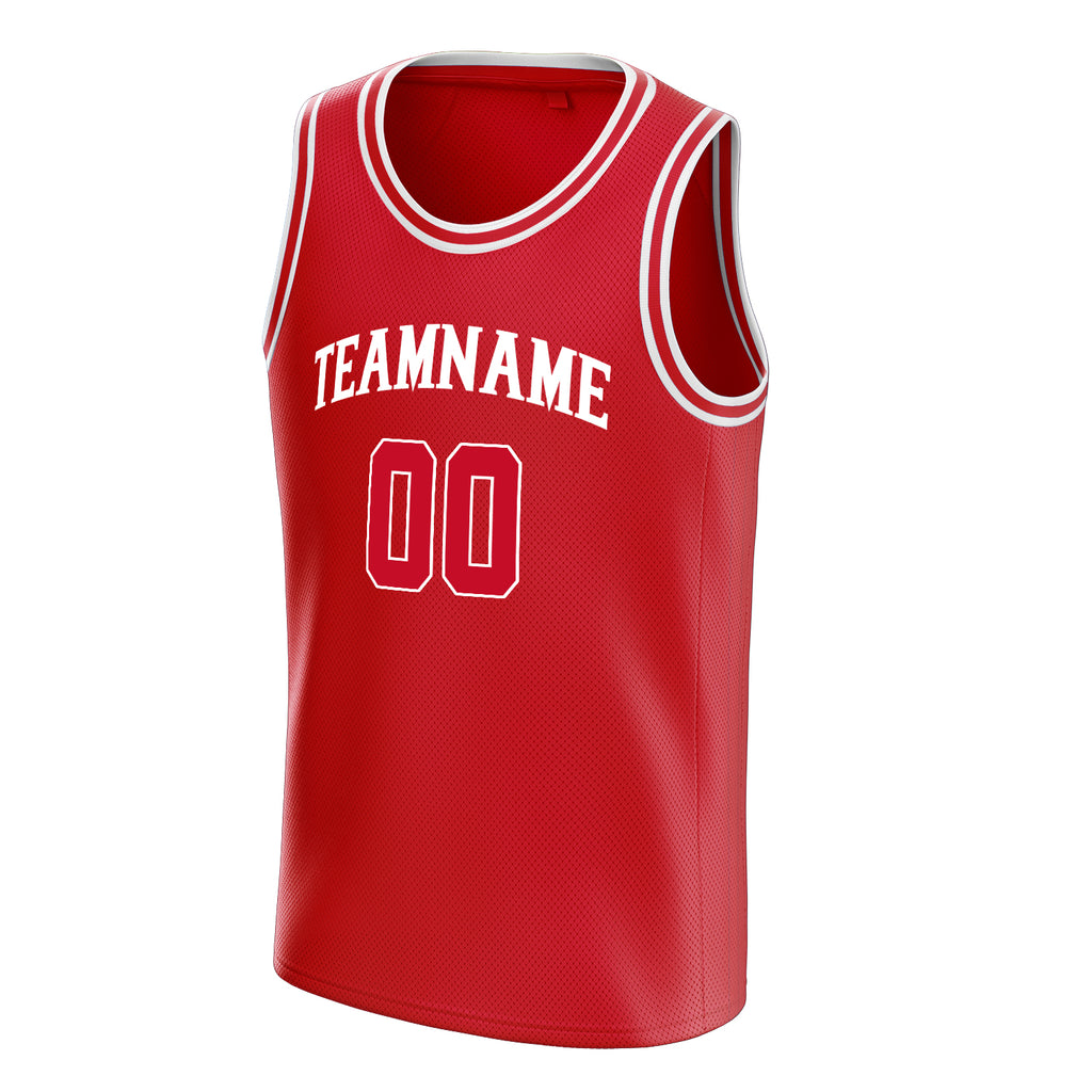 Personalized Red & White Solid Color Basketball Jersey