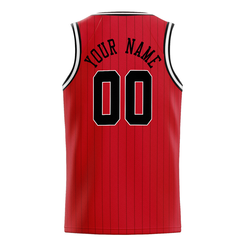 Personalized Red & Black Pinstripe Basketball Jersey