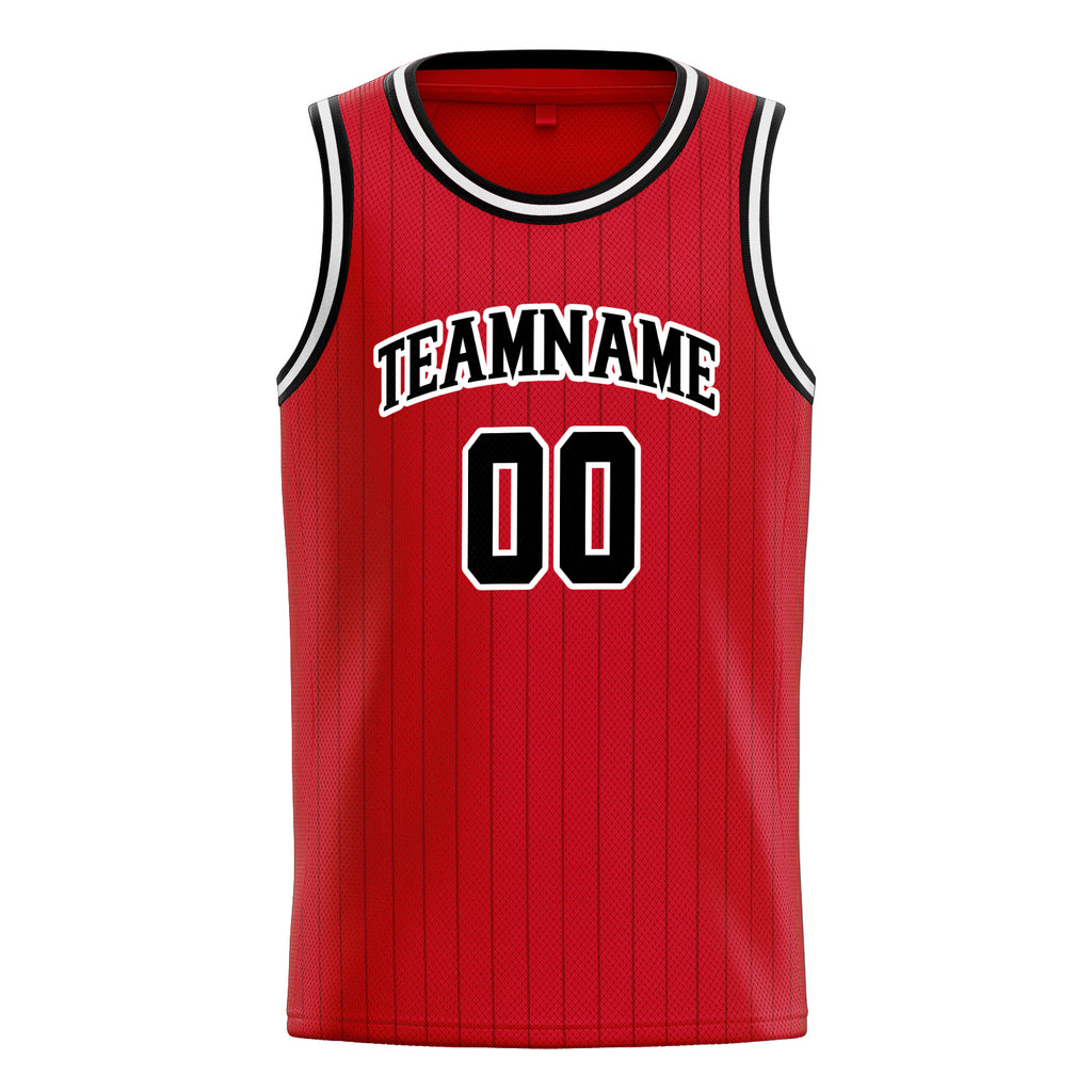 Personalized Red & Black Pinstripe Basketball Jersey